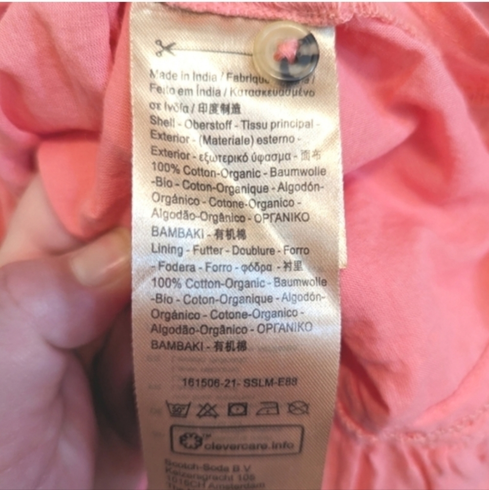 Scotch & Soda Organic Cotton Boho Ruffle Mini Dress XL Pink Button Front - Picture 7 of 10